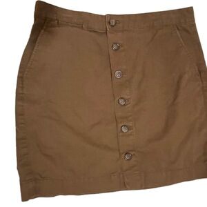 GAP Brown Button-Down Cotton Pencil Skirt Size 0